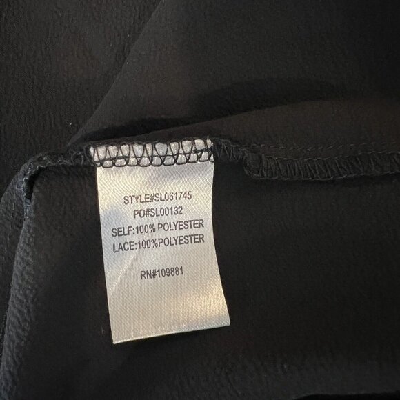 Sunny‎ Leigh Blouse XL Black Floral Embroidered Semi Sheer Boho Top Extra Large - Picture 10 of 11